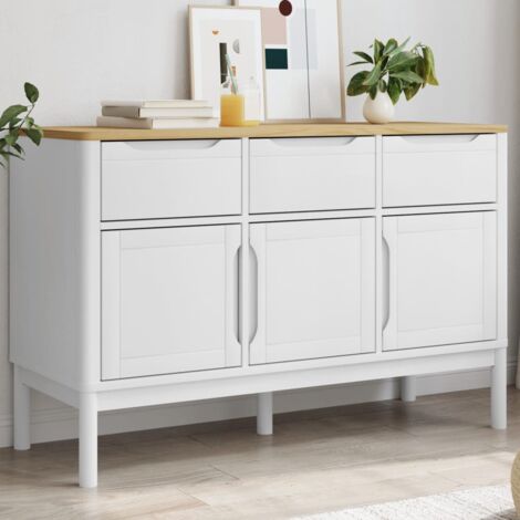 Buffet, Bahut, Armoire de rangement FLORO blanc 114x43x74 cm bois massif de pin FR314193 DESIGN IN (1/5)