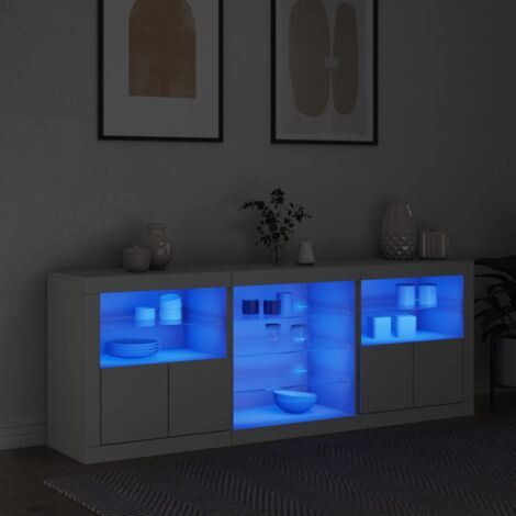 Buffet, Bahut, Meubles de rangement, Commodes avec lumières LED blanc 181,5x37x67 cm WFE449748 DESIGN IN (1/5)