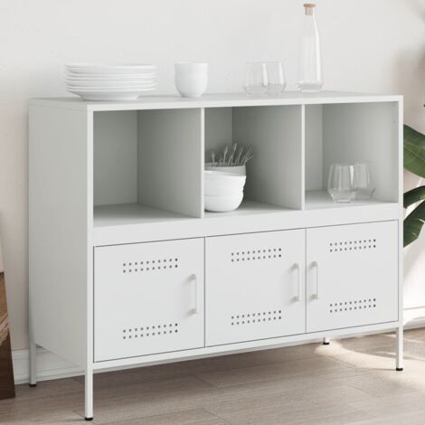 Buffet, Bahut, Meubles de rangement, Commodes blanc 100,5x39x79 cm acier WFE606089 DESIGN IN (1/5)