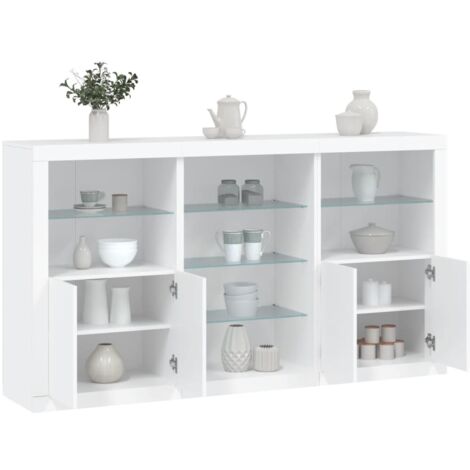 Buffet, Bahut, Meubles de rangement, Commodes avec lumières LED blanc 181,5x37x100 cm WFE703737 DESIGN IN (1/5)