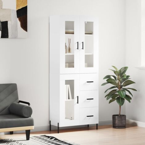 Buffet haut, Enfilade, Armoire de cuisine Blanc 69,5x34x180 cm Bois d'ingénierie WFE386719 DESIGN IN (1/5)