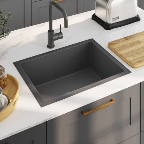 Évier de cuisine, Vaque - Lavabo de cuisine fait à la main Noir Acier inoxydable DESIGN IN399321 (1/5)