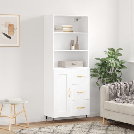 Buffet haut, Enfilade, Armoire de cuisine Blanc 69,5x34x180 cm Bois d'ingénierie WFE113527 DESIGN IN (1/5)