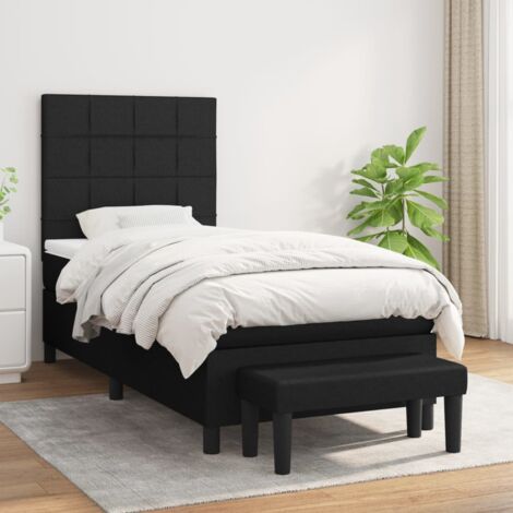 Lit simple - 100x200 cm, Sommier à lattes de lit avec matelas Noir Tissu WFE157950 Maison Chic (1/5)