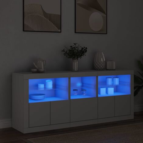 Buffet, Bahut, Meubles de rangement, Commodes avec lumières LED blanc 162x37x67 cm WFE440725 DESIGN IN (1/5)