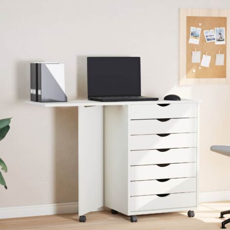 Armoire de bureau, Armoire roulante avec bureau MOSS blanc bois de pin solide WFE391374 DESIGN IN (1/5)