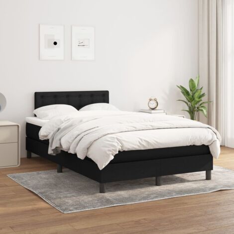 Lit double - 120x200 cm, Sommier à lattes de lit avec matelas Noir Tissu WFE271065 Maison Chic (1/5)