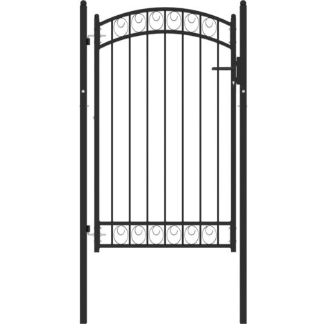 Portail, Porte de jardin, Portillon de clôture avec dessus arqué Acier 100x150 cm Noir WFE703439 DESIGN IN (1/5)