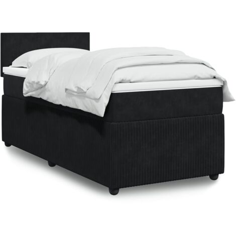 Lit simple - 100x200 cm, Sommier à lattes de lit avec matelas Noir Velours WFE501159 Maison Chic (1/5)