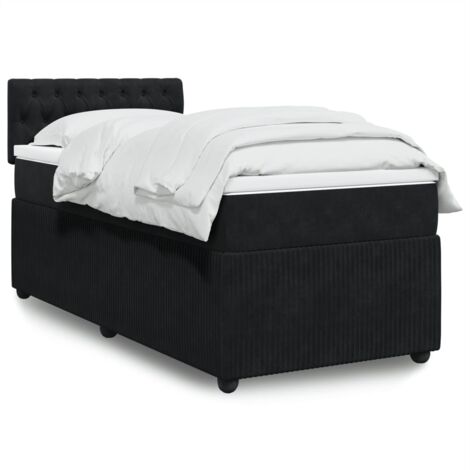 Lit simple - 100x200 cm, Sommier à lattes de lit avec matelas Noir Velours WFE224826 Maison Chic (1/5)