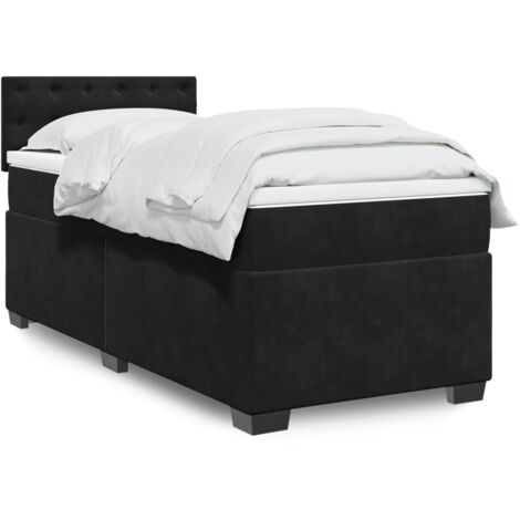 Lit simple - 100x200 cm, Sommier à lattes de lit avec matelas Noir Velours WFE748895 Maison Chic (1/5)