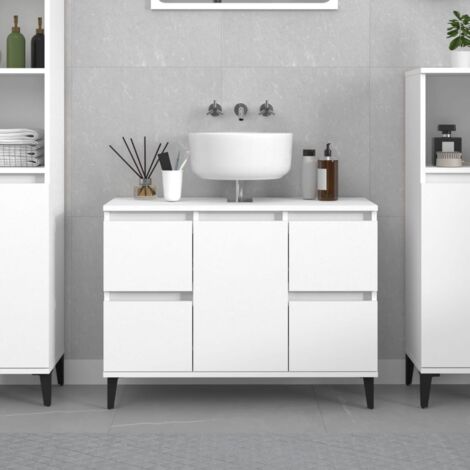Meuble d'évier, Armoire de bain, Meuble sous Vasque blanc 80x33x60 cm bois d'ingénierie WFE614519 DESIGN IN (1/5)