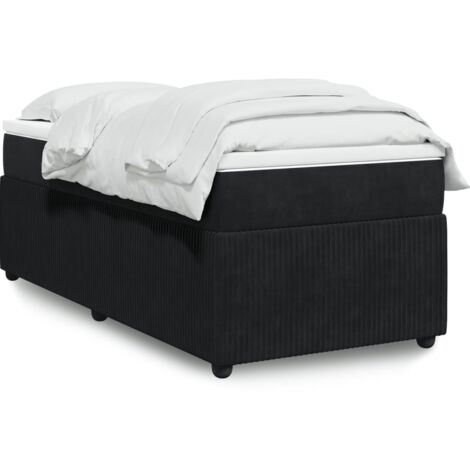 Lit simple - 100x200 cm, Sommier à lattes de lit avec matelas Noir Velours WFE809929 DESIGN IN (1/5)