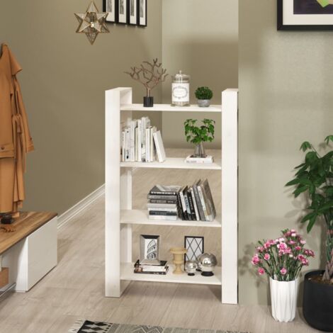 Bibliothèque, Meuble Étagère, Séparateur de pièce Blanc 80x35x125 cm Pin massif WFE849918 DESIGN IN (1/5)
