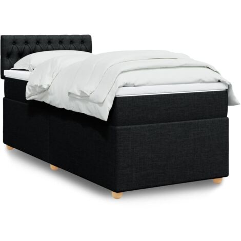 Lit simple - 100x200 cm, Sommier à lattes de lit avec matelas Noir Tissu WFE326563 Maison Chic (1/5)