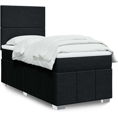 Lit simple - 80x200 cm, Sommier à lattes de lit et matelas Noir Tissu WFE978484 Maison Chic (1/5)