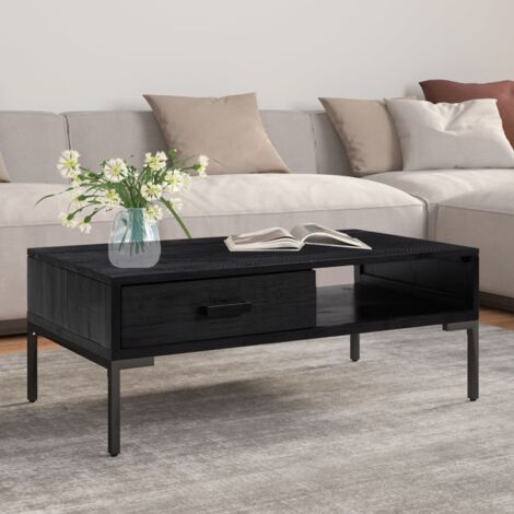 Table basse, Table de salon, Bout de canapé Noir 90x50x35 cm Bois de pin massif WFE253888 DESIGN IN (1/5)