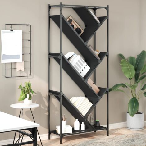 Bibliothèque, Étagère de Rangement, Meuble Étagère noir 79x30x180 cm bois d'ingénierie et métal WFE854890 DESIGN IN (1/5)