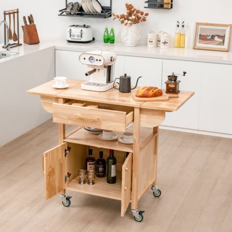 SogesHome Îlot De Cuisine Mobile Sur 5 Roulettes, Grande Armoire De Cuisine, Chariot De Service Avec