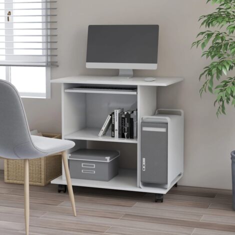 Bureau d'ordinateur, Bureau informatique Blanc 80x50x75 cm Bois d'ingénierie WFE273257 DESIGN IN