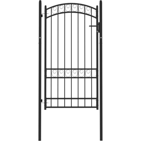 Portail, Porte de jardin, Portillon de clôture avec dessus arqué Acier 100x175 cm Noir WFE289290 DESIGN IN (1/5)