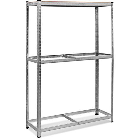 Etagère de Rangement à 3 Niveaux Stockage pour Pneus Rayonnage pour 8 Pneus en Acier et MDF, 120x40x180cm, Argenté Maison Chic (1/5)