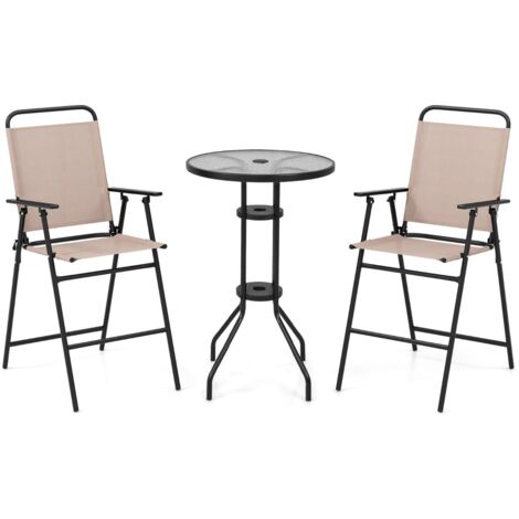 Ensemble Balcon 3 Pièces - 2 Chaises Et Table Basse En Métal Avec Tissu Respirant, Idéal Jardin Et Terrasse - 5