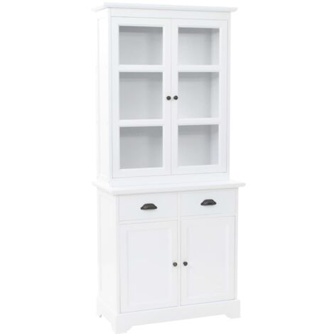 Vitrine, Bibliothèque, Armoire de rangement, Vaisselier avec 4 portes MDF et Bois de pin 80x40x180 cm WFE195440 Maison Chic