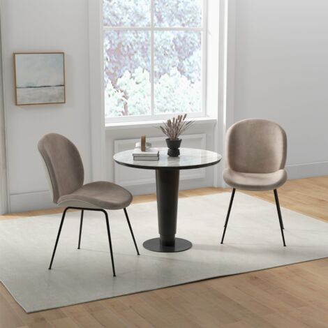 Lot de 2 Chaises de Salle à Manger en Velours avec Base en Métal Chaise de Loisirs Rembourrée Moderne Chaise d’Appoint pour Chambre Café Maison Chic (1/5)