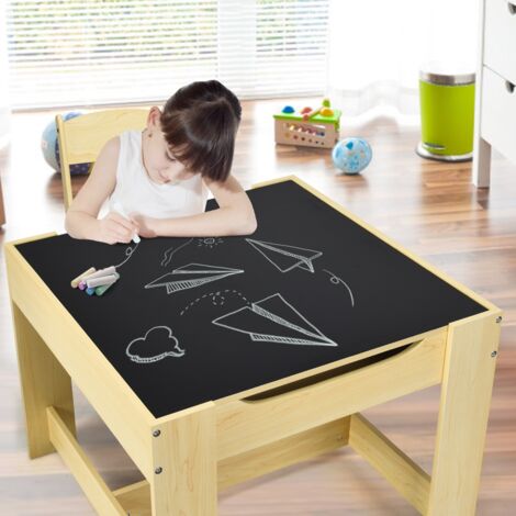 Table pour Enfants et 2 Chaises avec Tiroir, Table d'activité avec