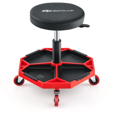 COSTWAY Tabouret Roulant Garage avec Plateau à Outils de Rangement, Siège de Mécanicien