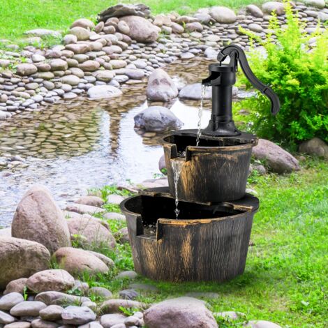 Maisonchic – Fontaine de jardin à 2 étages en PP – Pompe réglable 3600 tr/min – Débit d'eau ajustable – Finition bronze antique 45,5 x 41 x 68 cm - CW4964