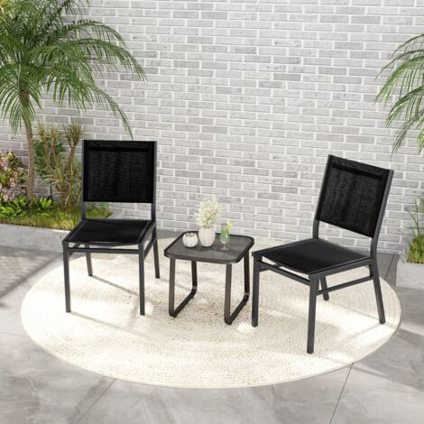 2 Pièces Chaises Terrasse Extérieures Jardin Sans Accoudoirs Siège Dossier Respirants Aluminium Noir CWXT3546 DESIGN IN (1/3)