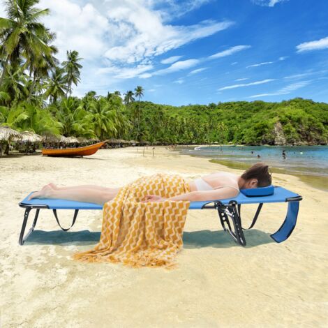 Chaise Longue Bronzage Pliante Dossier Réglable 5 Positions 3 Coussins Amovibles Bleu CWXT6951 DESIGN IN (1/3)