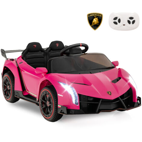 12V Lamborghini Voiture Electrique Enfants avec Télécommande 2,4G Véhicule Electrique avec Lumières LED & Musique Charge 30kg pour 3-8 Ans Rose CW3408 Maison Chic