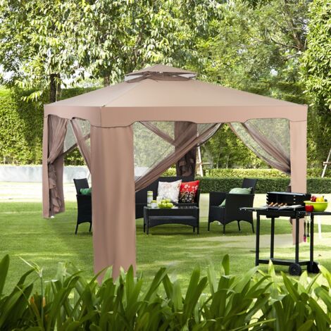 Tente Réception Tonnelle Imperméable Double Toits 3x3x2m Café CW5248 Maison Chic (1/3)