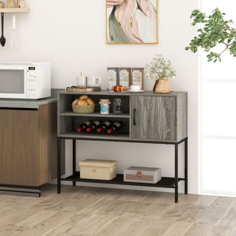 Buffet Latéral Meuble de Bar à Café avec Racks à Vin & Étagères de Rangement Console en Bois avec Cadre Métallique Gris CW4320 Maison Chic (1/3)