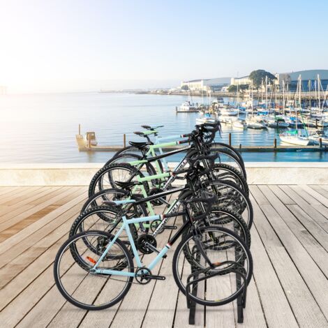 Râtelier pour 6 Vélo en Acier Revêtu Fixation au Sol ou au Mur pour Extérieur et Intérieur 180 x 32,5 x 26CM Noir CW1974 Maison Chic (1/5)