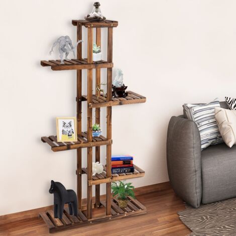 Etagère à Fleurs à 6 Niveaux Support de Plantes Décoration Capacité 10 kg en Bois de Sapin 75x25x140cm Naturel Maison Chic (1/5)