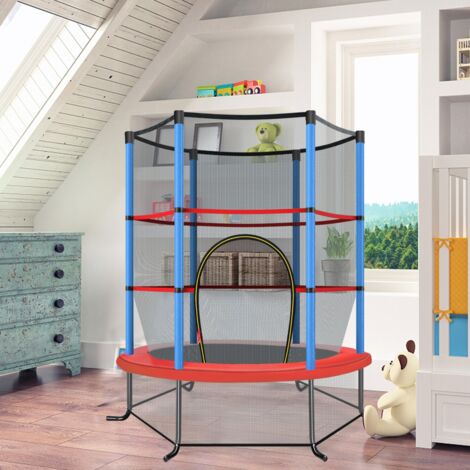 Trampoline de Jardin pour Enfants Ø165CM avec Filet de Protection Appuis de Ressorts et Structure en Acier Bleu CW2984 Maison Chic (1/3)