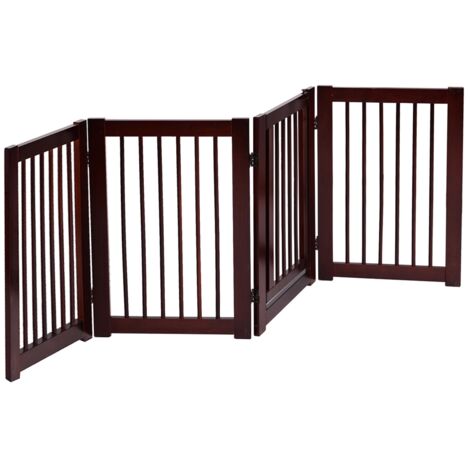 Barrière Pliable 4 Panneaux pour Animaux en Bois de Pin 203x76cm Bordeaux CWXT4176 DESIGN IN (1/3)