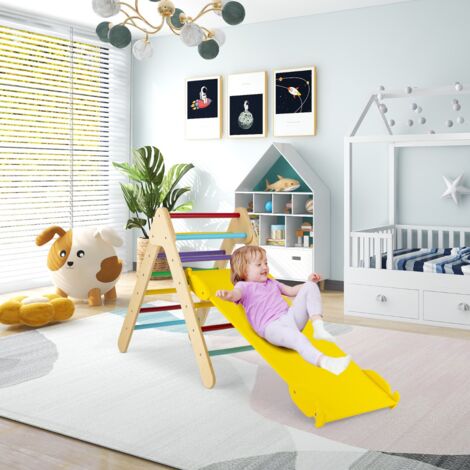 3 en 1 Triangle d'Escalade Enfant en Bois Rampe Double Face à Angle Réglable pour Grimper et Glisser Multicolore CW7311 Maison Chic (1/5)