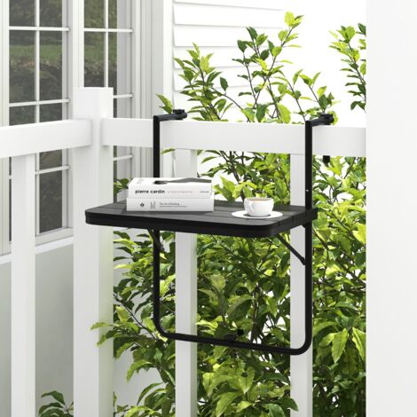 Table de Balcon Suspendue en HIPS et Métal Pliable avec Hauteur Réglable à 3 Niveaux Revêtement Antirouille Charge 30KG Maison Chic (1/5)
