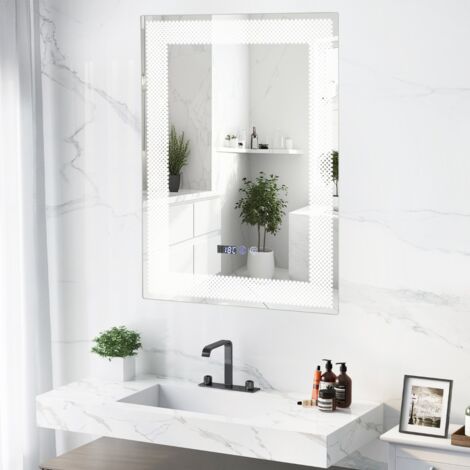 Armoire Salle De Bain HOMCOM Avec Miroir - 2 étagères - 48x14x45 Cm - Blanc - MDF