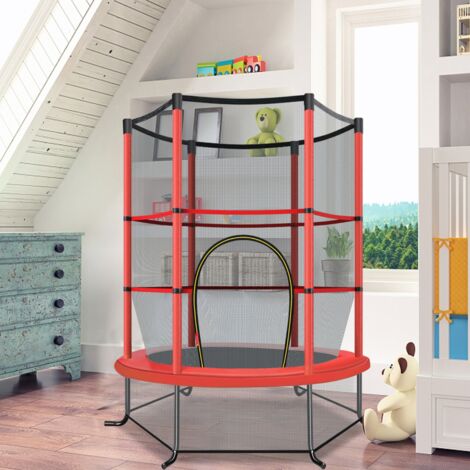 Trampoline de Jardin pour Enfants Ø165CM avec Filet de Protection Appuis de Ressorts et Structure en Acier Rouge CW3305 Maison Chic (1/3)