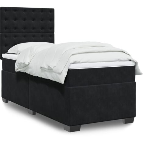 Lit simple - 100x200 cm, Sommier à lattes de lit avec matelas Noir Velours WFE943494 Maison Chic (1/5)