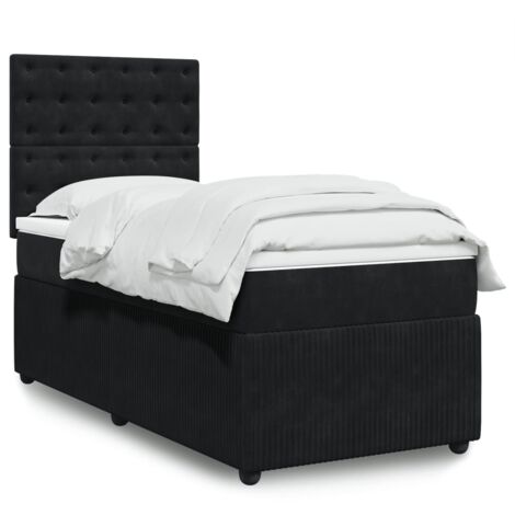 Lit simple - 100x200 cm, Sommier à lattes de lit avec matelas Noir Velours WFE459482 Maison Chic (1/5)