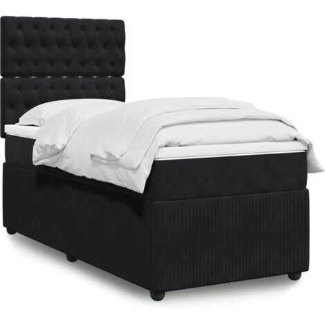 Lit simple - 100x200 cm, Sommier à lattes de lit avec matelas Noir Velours WFE664435 Maison Chic (1/5)