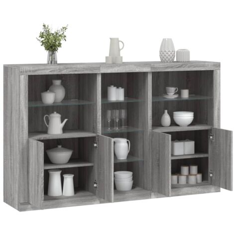 Buffet avec lumières LED, Bahut, Armoire de rangement sonoma gris 162x37x100 cm FR872336 DESIGN IN (1/5)
