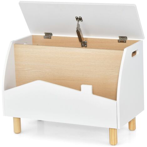 Coffre à Jouets en Boisavec Etagère de Présentation Bote de Rangementpour Filles Garons 60 x 33 x 44 cm Blanc Maison Chic (1/5)